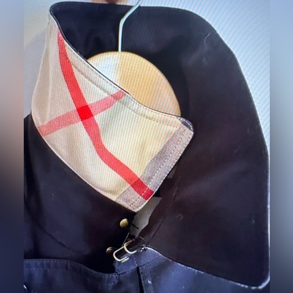 Burberry Black Trench ~ PeaCoat with Leather Detail - Picture 8 of 15